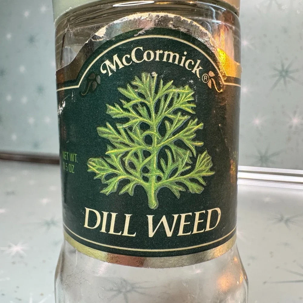 Vintage McCormick Dill Weed Jar Green Label and Lid Glass Spice Bottle Kitchen